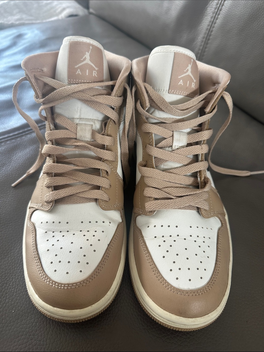 Nike Air Jordan 1 High Top Sneakers - Beige and White